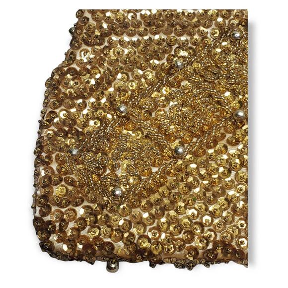 Vintage Richere Gold Sequin Beaded Evening Clutch / Bag Gold Chain and Clasp - Picture 6 of 8